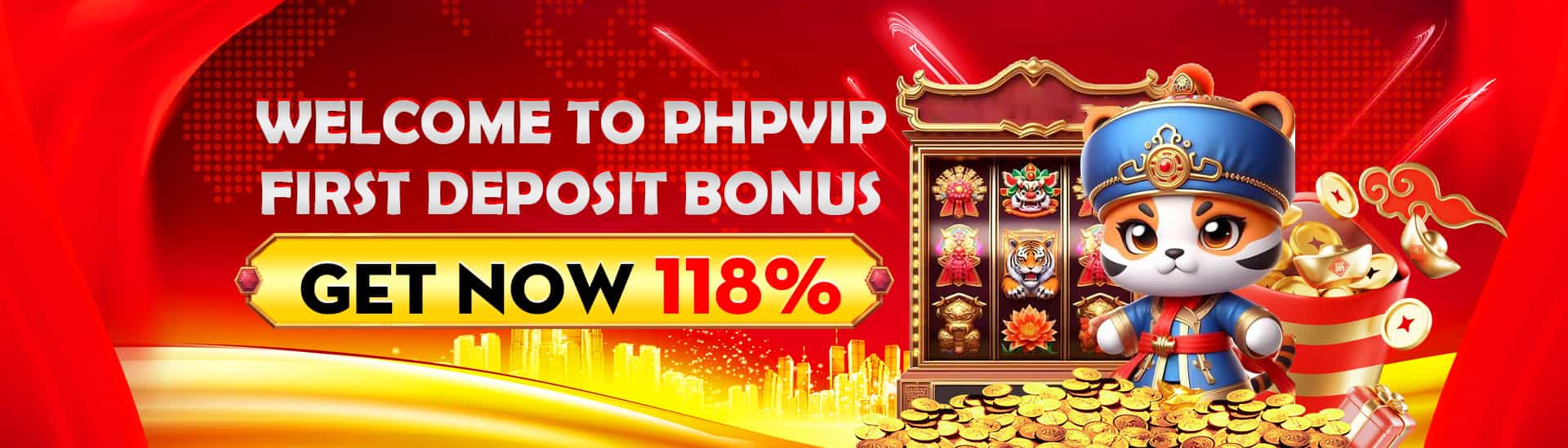 banner webcome to phpvip first deposit bonus